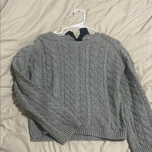 J. Crew Classic Gray Cable Knit Sweater